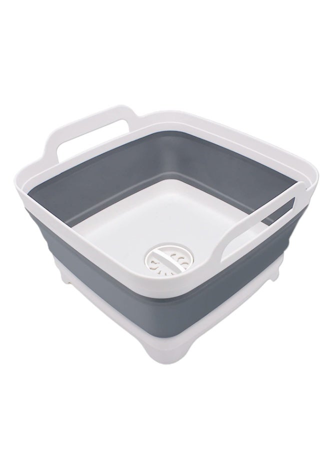 2.4 Gal(9L) Collapsible Dish Basin with Drain Plug,Space Saving Multiuse Foldable Sink Tub,Dishpan,Kitchen Sink for Camping,Plastic Tub,Vegetable Washing,Beverage Tubs