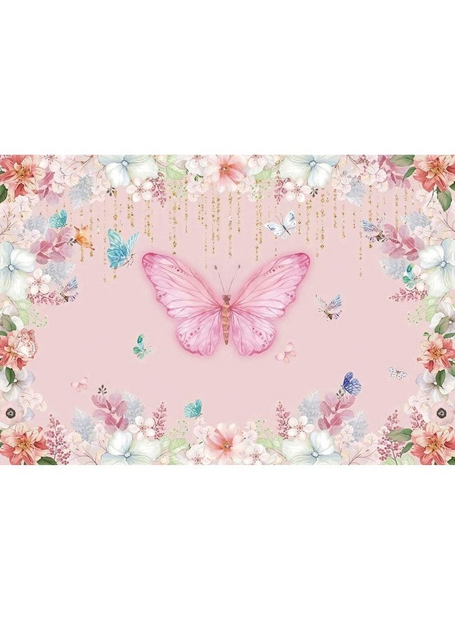Renaiss 6X4Ft Butterfly Backdrop For Photography Pink Butterfly Colorful Flowers Blossom Background Princess Birthday Party Banner Photo Booth Props Vinyl Photoshoot Backdrop - Image 5