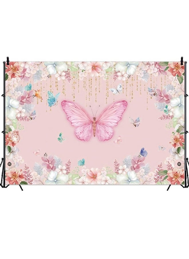 Renaiss 6X4Ft Butterfly Backdrop For Photography Pink Butterfly Colorful Flowers Blossom Background Princess Birthday Party Banner Photo Booth Props Vinyl Photoshoot Backdrop - Image 3