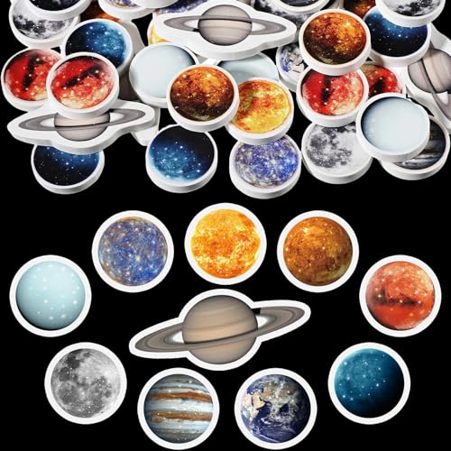 Eersida 50 Pcs Solar System Mini Eraser Novelty Space Erasers Small Rubbers Bulk for Home Office Party Favor Gift Filling Homework Reward Prizes Gifts 10 Styles - Image 1