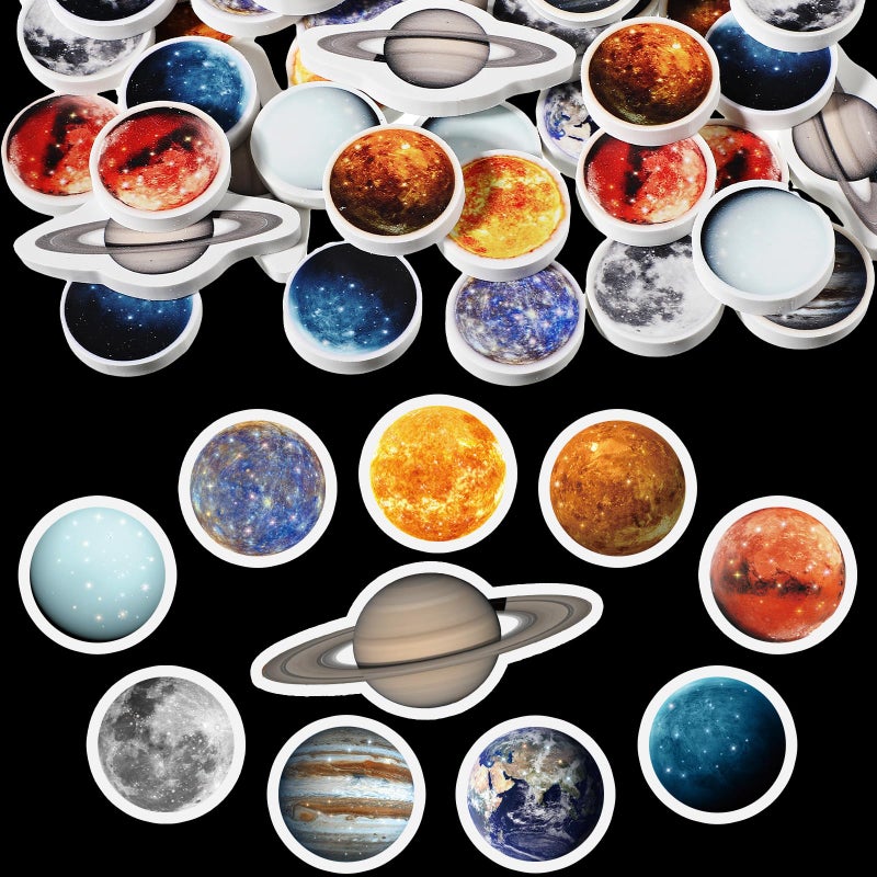 Eersida 50 Pcs Solar System Mini Eraser Novelty Space Erasers Small Rubbers Bulk for Home Office Party Favor Gift Filling Homework Reward Prizes Gifts 10 Styles - Image 3