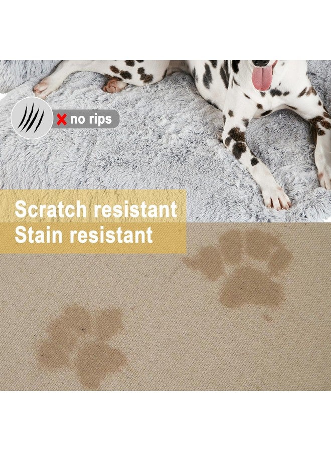 كودي سرير كودي للكلاب للأريكة - أسرّة مهدئة للكلاب والحيوانات الأليفة كبيرة الحجم، سجادة قطط ناعمة، سجادات مضادة للقلق للحيوانات الأليفة مع غطاء واقٍ قابل للإزالة والغسل للأريكة، رمادي فاتح، 45 × 37 × 6 بوصات - Image 4