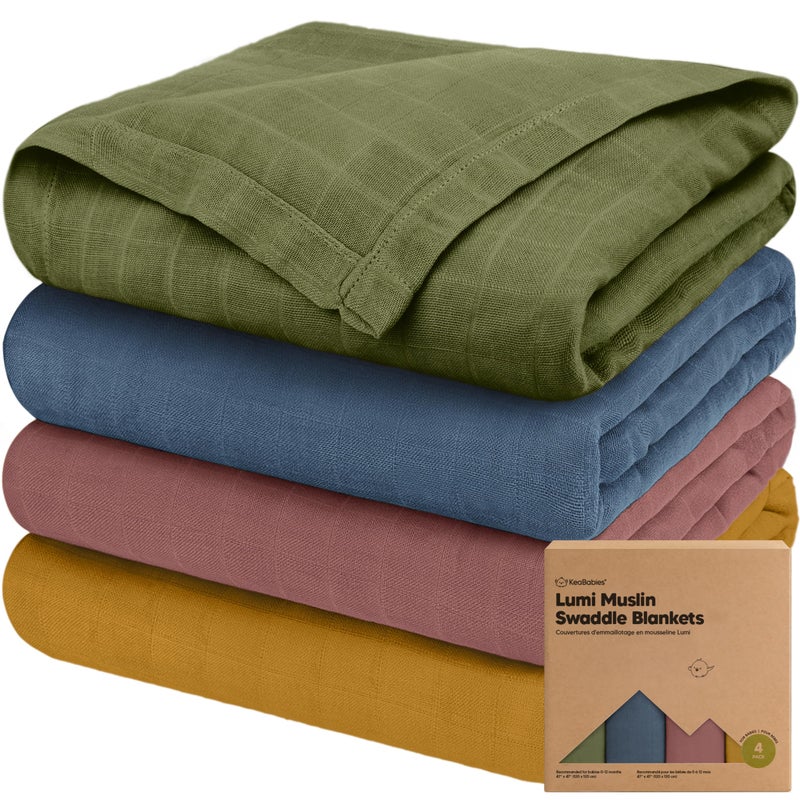 KeaBabies 4-Pack Muslin Swaddle Blankets for Boys, Girls - Organic Baby Swaddles for Newborns, Soft & Breathable Receiving Baby Blankets for Girl, Boy, Neutral, Newborn Essentials Gift (Corals) - Image 1