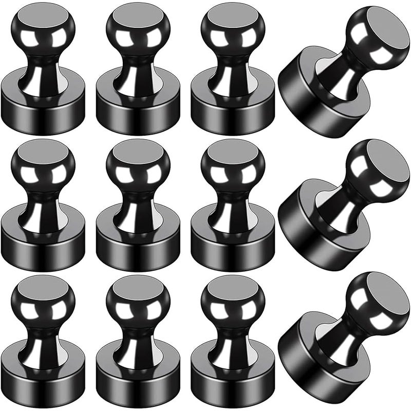 12Pcs Black Refrigerator Magnets Fridge Magnets,Small and Strong Magnets for Whiteboard, Strong Metal Magnets for Fridge, Whiteboard, Office, Classroom, Map, Kitchen - Image 1