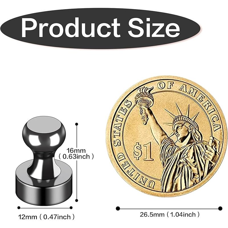 12Pcs Black Refrigerator Magnets Fridge Magnets,Small and Strong Magnets for Whiteboard, Strong Metal Magnets for Fridge, Whiteboard, Office, Classroom, Map, Kitchen - Image 3