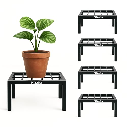 Niyara || Metal Planter Stand || Plant Stand for Pots|| Outdoor Plant Stand (Square Grid stand set of 4) - Image 1