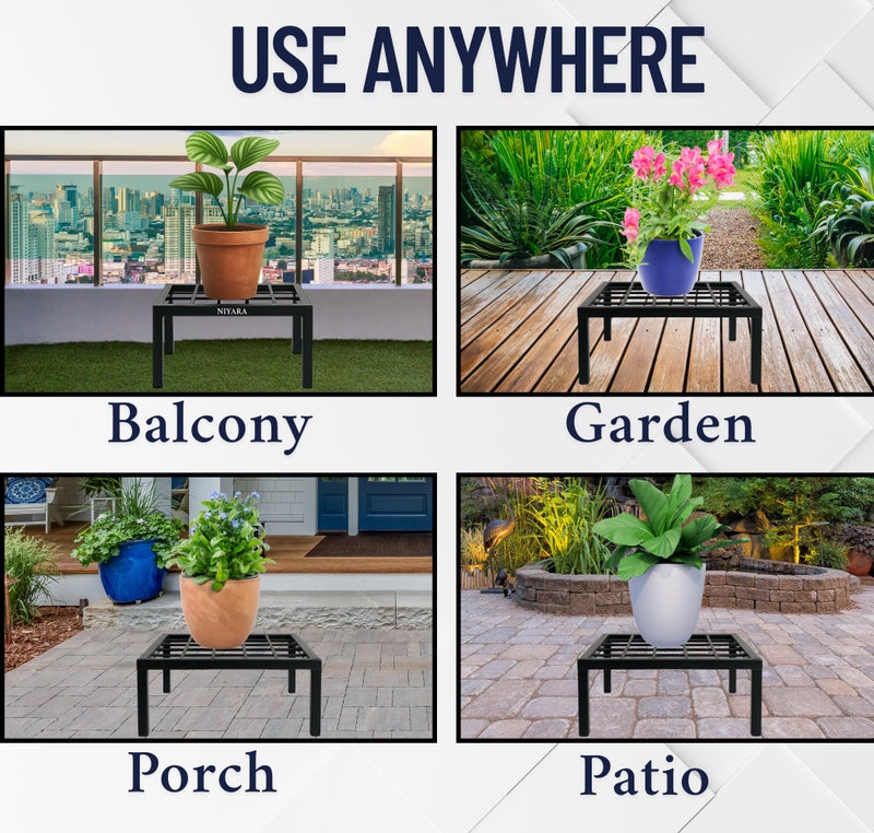 Niyara || Metal Planter Stand || Plant Stand for Pots|| Outdoor Plant Stand (Square Grid stand set of 4) - Image 2