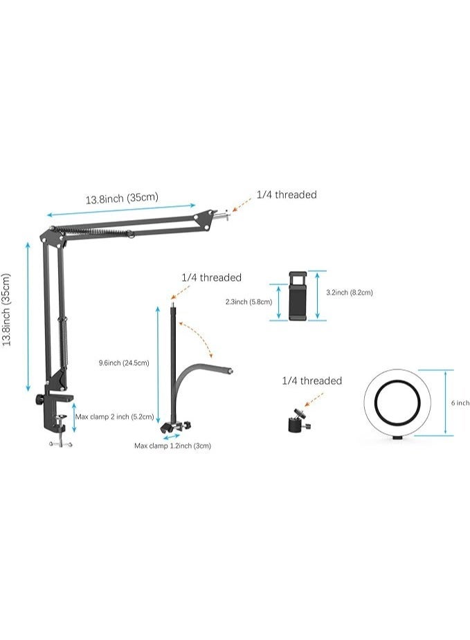 Overhead Camera Mount with Ring Light, Flexible Articulating Phone Arm Stand Compatible with iPhone - Image 2