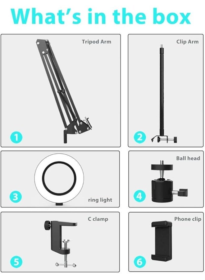 Overhead Camera Mount with Ring Light, Flexible Articulating Phone Arm Stand Compatible with iPhone - Image 5