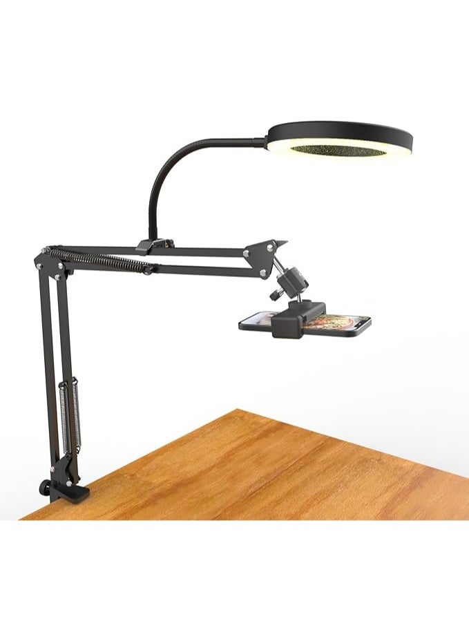 Overhead Camera Mount with Ring Light, Flexible Articulating Phone Arm Stand Compatible with iPhone - Image 1