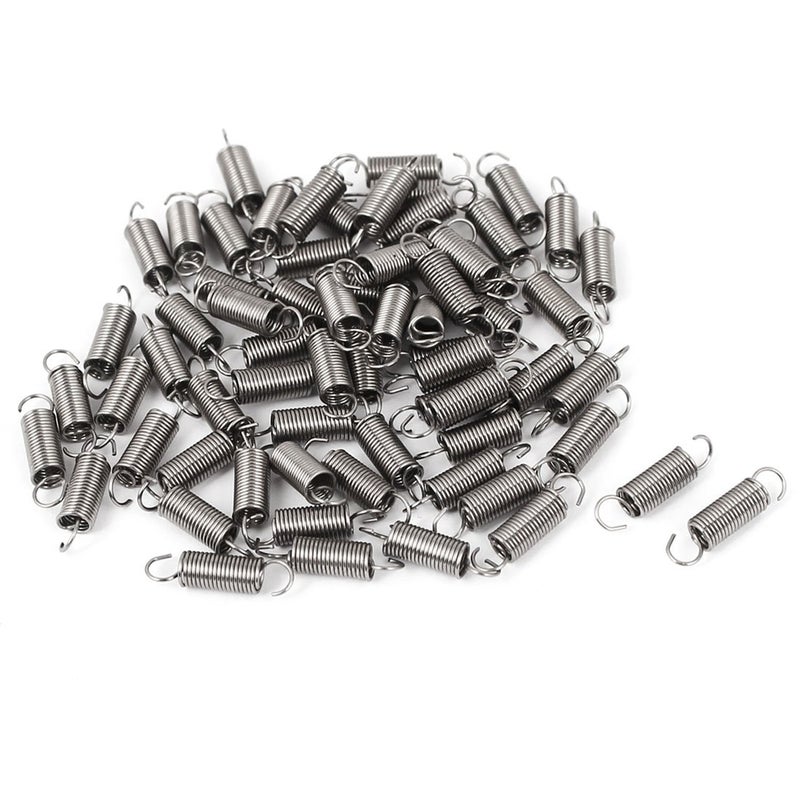 Generic sourcing map 0.4mmx3x12mm 304 Stainless Steel Dual Hook Small Tension Spring 66pcs  - Image 1