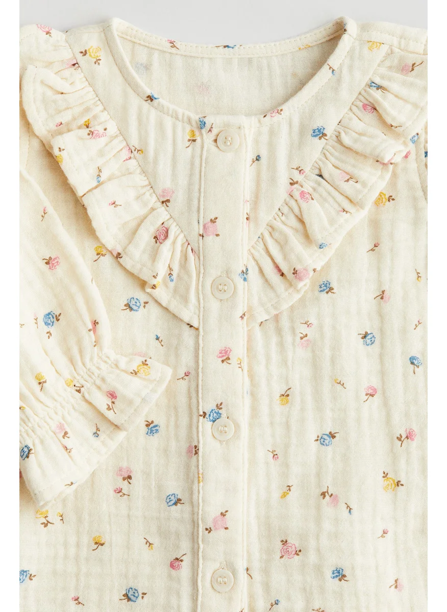 H&M Flounce-Detail Cotton Blouse