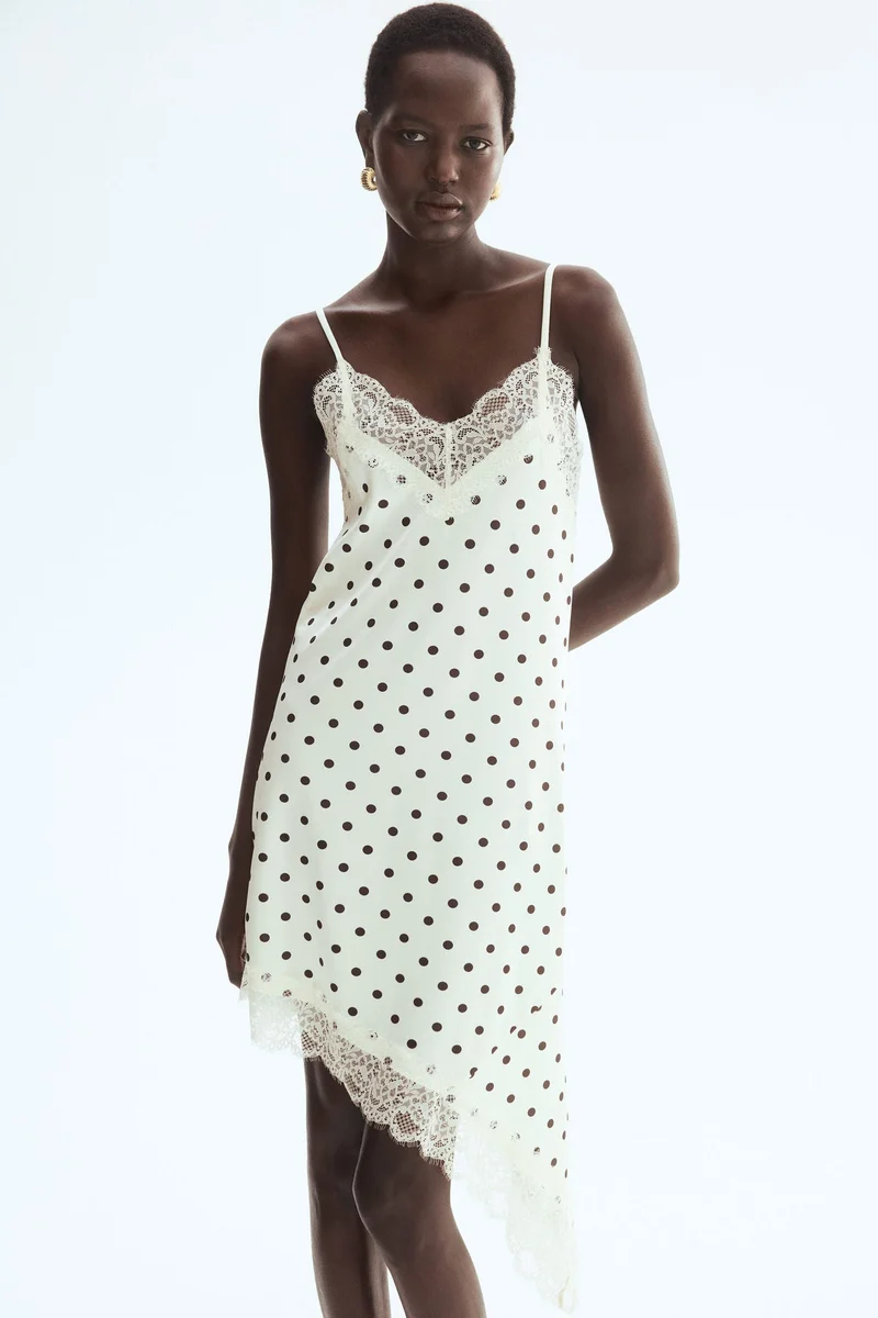Lace-trimmed slip dress