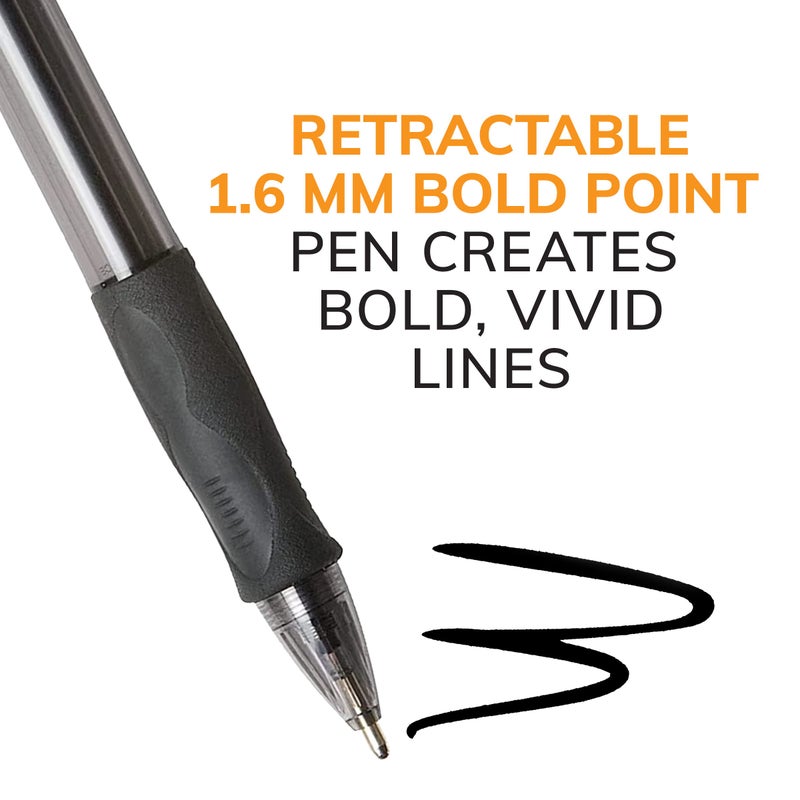 BIC Glide Bold Black Ballpoint Pens, Bold Point (1.6mm), 12-Count Pack, Retractable Ballpoint Pens With Comfortable Full Grip - Image 4