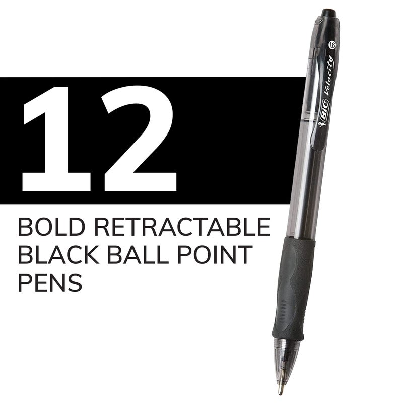 BIC Glide Bold Black Ballpoint Pens, Bold Point (1.6mm), 12-Count Pack, Retractable Ballpoint Pens With Comfortable Full Grip - Image 2