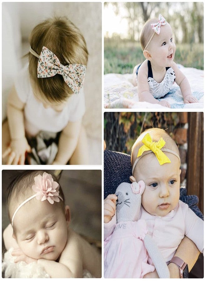 DRESHOW BQUBO Baby Girl Bows and Headbands Soft Nylon Hairbands Elastics Handmade Girls Flower Hair Accessories for Newborn Infant Toddlers Kids 10 Pack - Image 3