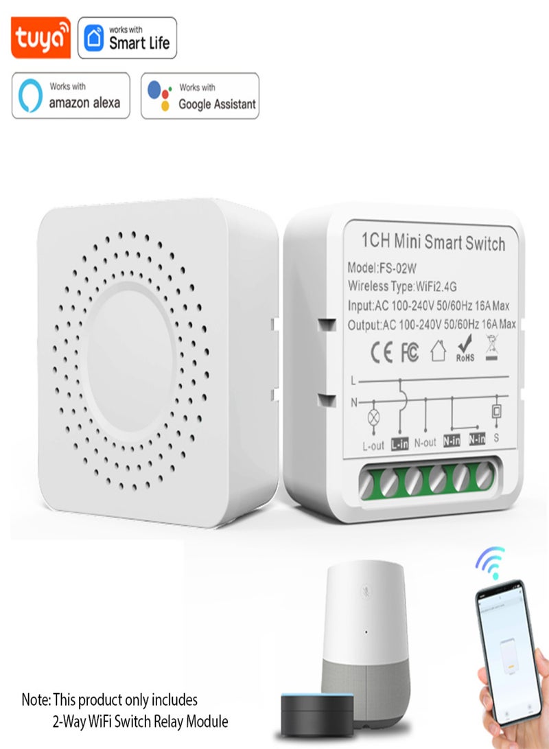 TUYA 2-Way WiFi Switch Relay Module 16A Wireless On/Off Device Dual Control Light Switch Remote Control Tuya APP Device Sharing Voice Control Smart Circuit Breaker Countdown/Timing Function Group Control - Image 2