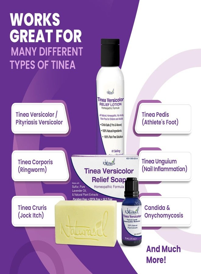 Naturasil باقة علاج تينيا فيرسكولور الكاملة من ناتوراسيل | تخفيف سريع وفعال من تغير لون البشرة والبقع والحكة | يعمل على الكانديدا، حكة الفخذ، السعفة | 4 أونصات لوشن + 4 أونصات صابون + 15 مل زيت - Image 3