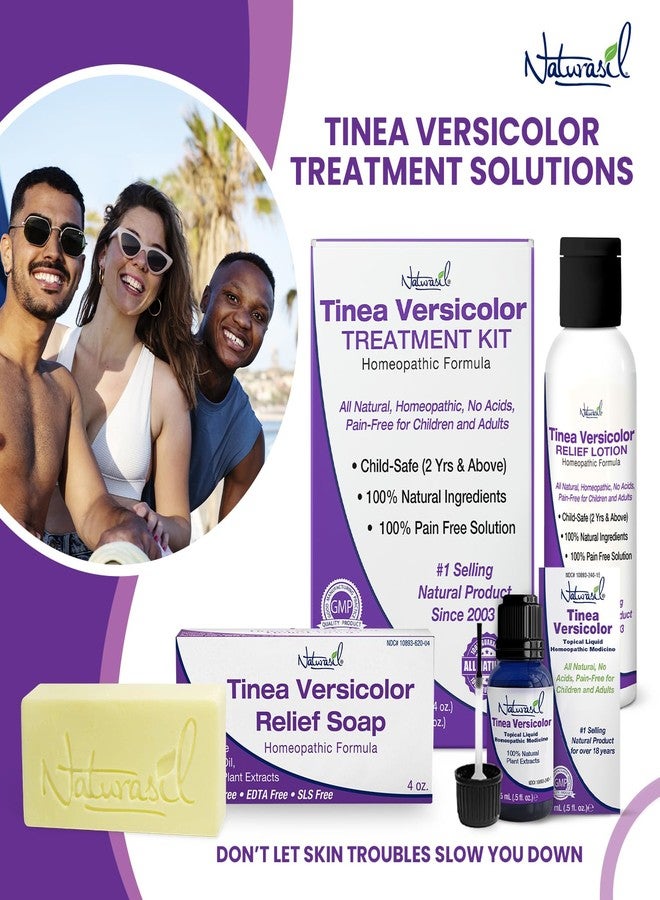 Naturasil باقة علاج تينيا فيرسكولور الكاملة من ناتوراسيل | تخفيف سريع وفعال من تغير لون البشرة والبقع والحكة | يعمل على الكانديدا، حكة الفخذ، السعفة | 4 أونصات لوشن + 4 أونصات صابون + 15 مل زيت - Image 2
