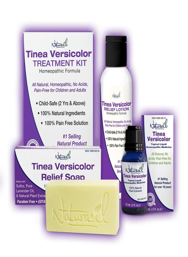 Naturasil باقة علاج تينيا فيرسكولور الكاملة من ناتوراسيل | تخفيف سريع وفعال من تغير لون البشرة والبقع والحكة | يعمل على الكانديدا، حكة الفخذ، السعفة | 4 أونصات لوشن + 4 أونصات صابون + 15 مل زيت - Image 1