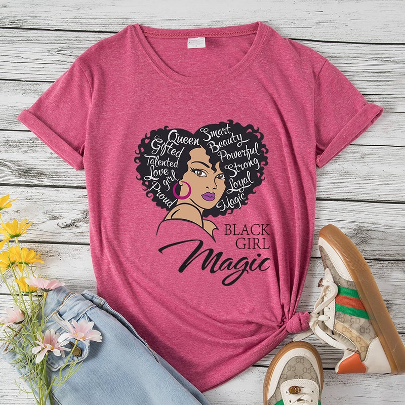 Autumn Cross-border Women's African Women's Head Printed Pattern Loose Pullover Short-sleeved T-shirt - Image 3