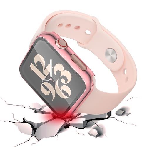 Misxi 2 Pack Hard PC Case with Tempered Glass Screen Protector Compatible with Apple Watch SE 3 (2025) SE 2 SE Series 6 Series 5 Series 4 40mm, 1 Rose Pink + 1 Transparent - Image 3