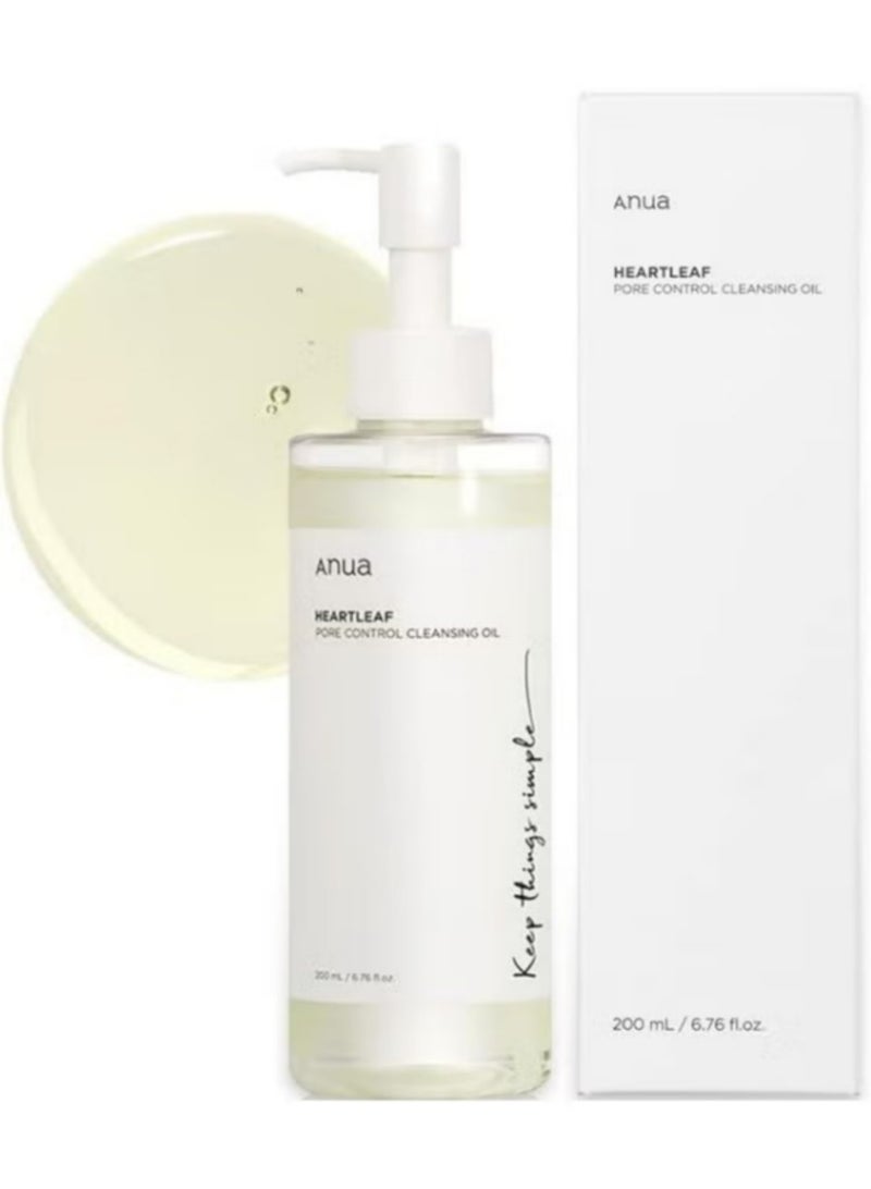 Heartleaf Pore Control Cleansing Oil Korean Facial Cleanser, Daily Makeup Blackheads Removal 6.76 fl oz (200ml)  - Image 1