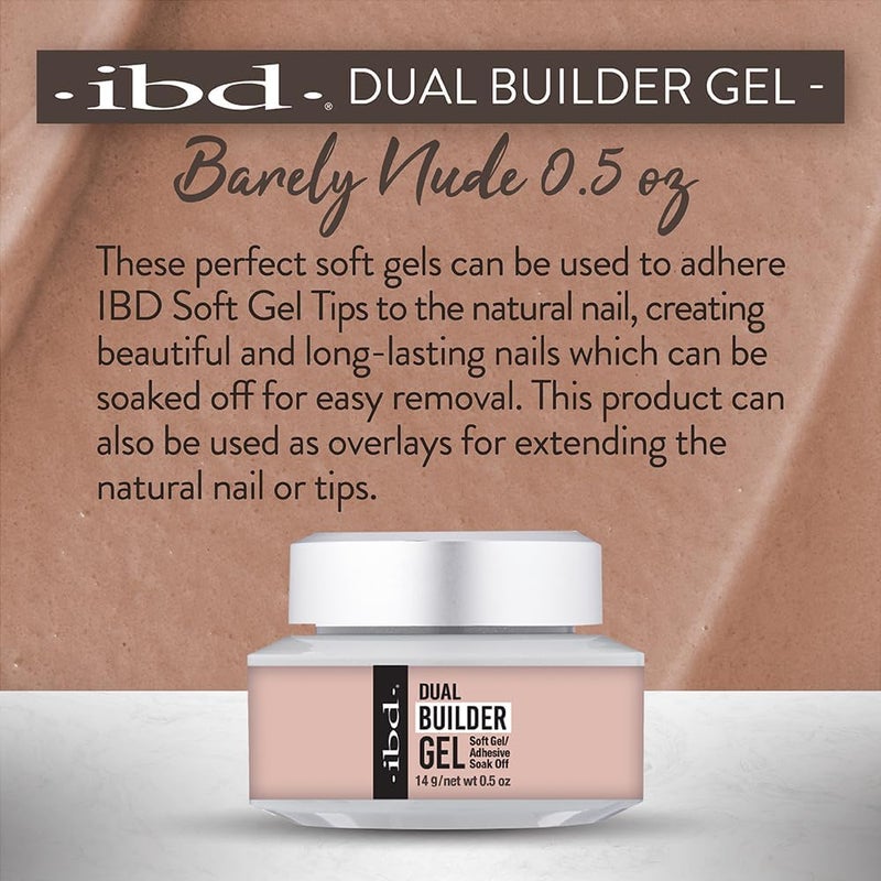 Ibd Dual Builder Gel - Barely Nude - Soft Gel and Bonding Gel for Long Lasting Nail Extensions - Easy Removable - UV/LED Curing - 14g - Image 2