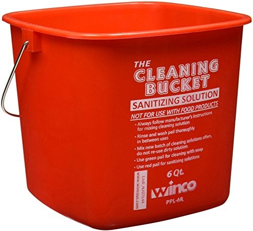 Winco Cleaning Bucket, 6-Quart, Red Sanitizing Solution - Image 4