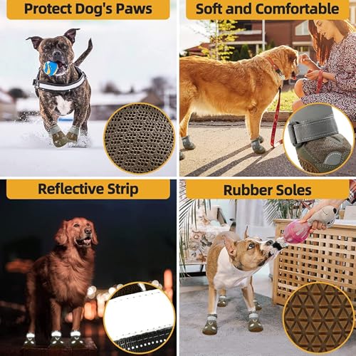 KUTKUT Dog Boots for Hardwood Floor | Breathable Dustproof Dog Shoes | Dog Booties with Reflective Anti-Slip Sole | Outdoor Paw Protectors with Rubber Soles for Hiking and Running (Size: 6) - Image 4