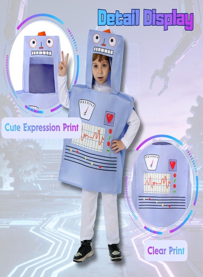 GRAJTCIN Unisex Robot Costume for Kids Funny Printed Space Themed Robot Outfits for Boys and Girls(Blue, 7-10 Years) - Image 4