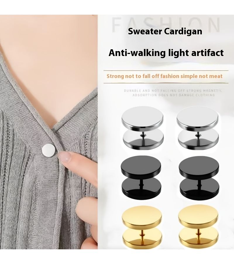 Silver No Sew Spiral Buckle 4pcs Anti Exposure Button For Cardigans Sweaters Knitwear - Image 1