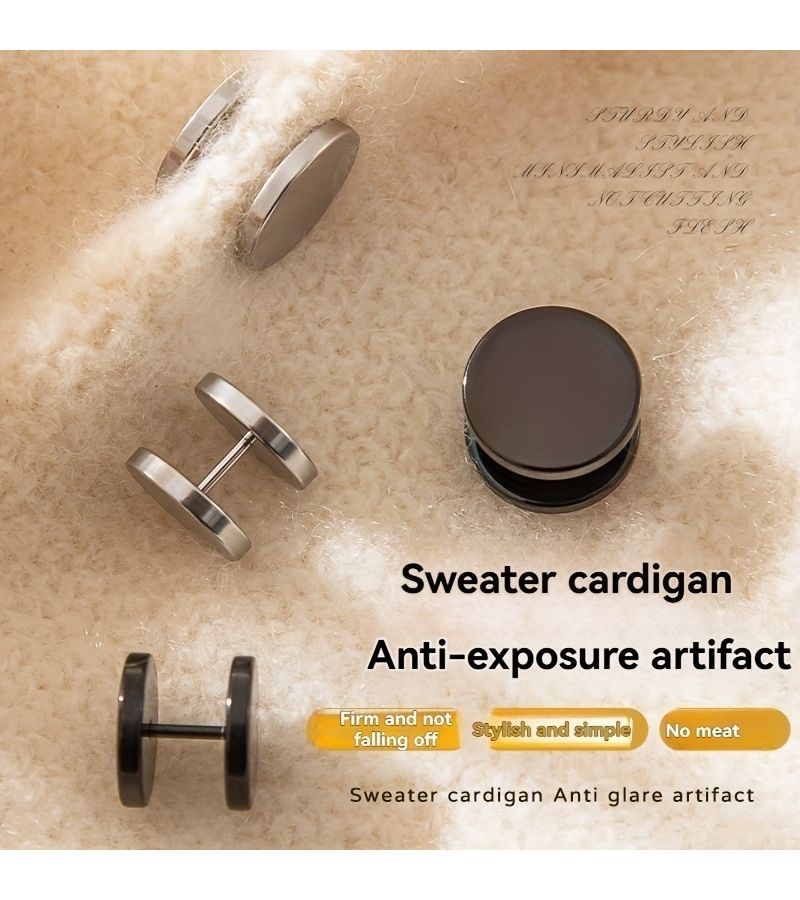Silver No Sew Spiral Buckle 4pcs Anti Exposure Button For Cardigans Sweaters Knitwear - Image 2