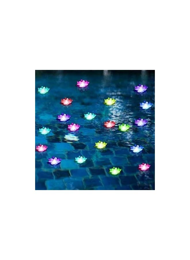Green Tiger Trending Trunks Water Sensor Floating Lotus Flower LED Tea Candles for for Pool, Pond, Glass Bowl, Diwali, Decoration (Pack of 6) Random Color *Made in India* - Image 3