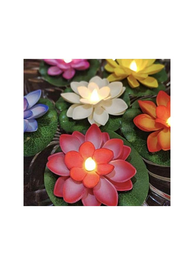 Green Tiger Trending Trunks Water Sensor Floating Lotus Flower LED Tea Candles for for Pool, Pond, Glass Bowl, Diwali, Decoration (Pack of 6) Random Color *Made in India* - Image 2