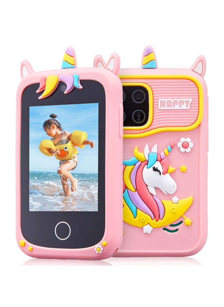 Generic Z10 X Type 2.8 Inch Touch Screen Kids Toy Phone Camera Dual Lens Video Recorder with Flash - Pink - Image 1