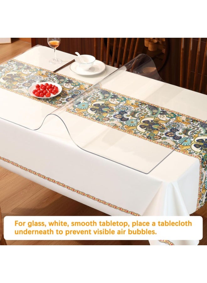 XiuWoo Clear Plastic Dining Room Table Protector Tablecloth Desk Pad Mat Wooden Furniture Coffee Glass End Bed Sofa Side Bar Bistro Dinner Table Cloth Top Protection Cover Waterproof PVC - Image 5
