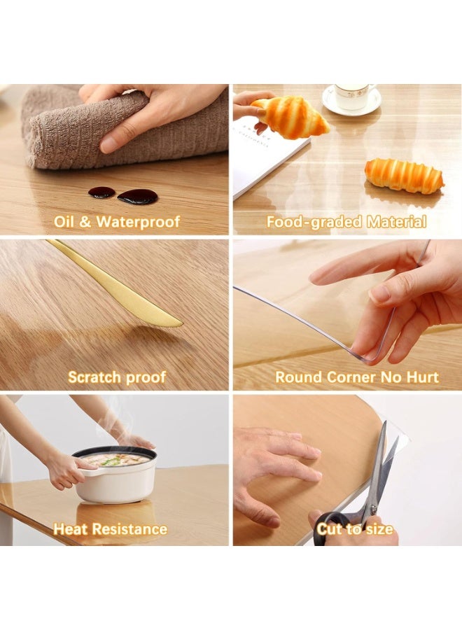 XiuWoo Clear Plastic Dining Room Table Protector Tablecloth Desk Pad Mat Wooden Furniture Coffee Glass End Bed Sofa Side Bar Bistro Dinner Table Cloth Top Protection Cover Waterproof PVC - Image 4