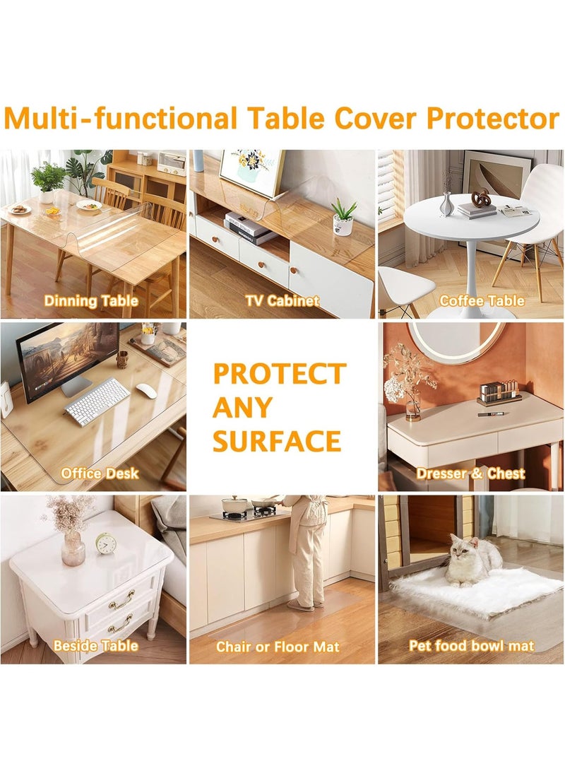 XiuWoo Clear Plastic Dining Room Table Protector Tablecloth Desk Pad Mat Wooden Furniture Coffee Glass End Bed Sofa Side Bar Bistro Dinner Table Cloth Top Protection Cover Waterproof PVC - Image 3