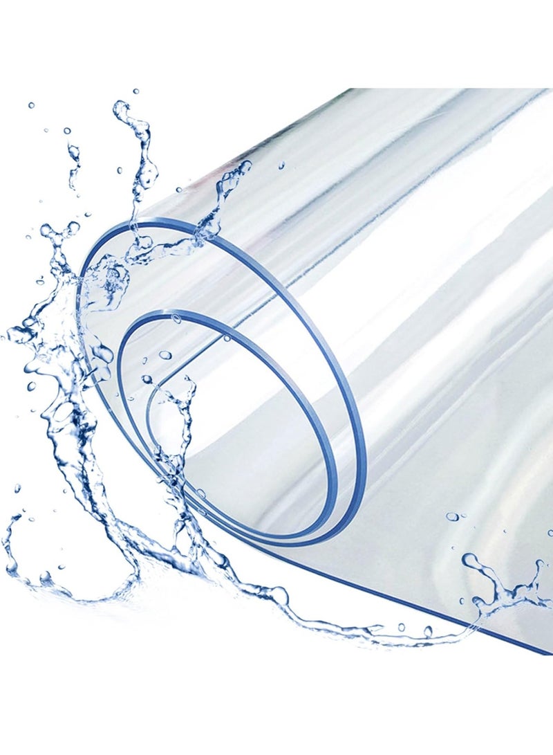 XiuWoo Clear Plastic Dining Room Table Protector Tablecloth Desk Pad Mat Wooden Furniture Coffee Glass End Bed Sofa Side Bar Bistro Dinner Table Cloth Top Protection Cover Waterproof PVC - Image 1