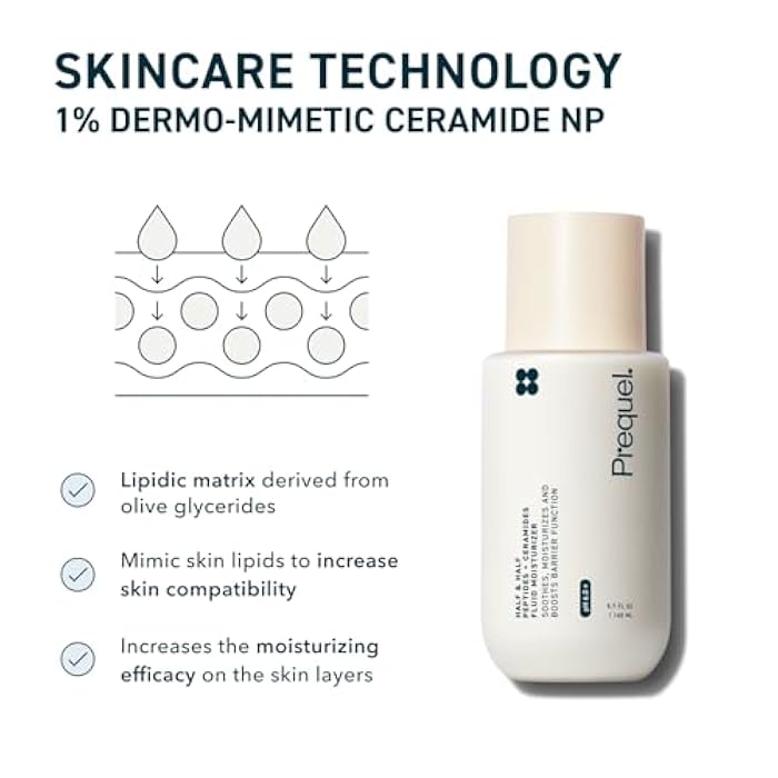 Prequel Skin Half and Half Fluid Moisturizer Face Cream. Lightweight Ceramide Peptide Lotion for All Skin Types, including Dry and Sensitive. Hydrating Facial Cream for Women and Men - Image 4