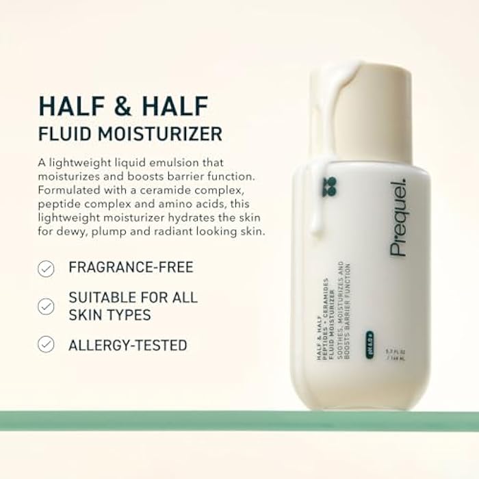 Prequel Skin Half and Half Fluid Moisturizer Face Cream. Lightweight Ceramide Peptide Lotion for All Skin Types, including Dry and Sensitive. Hydrating Facial Cream for Women and Men - Image 2