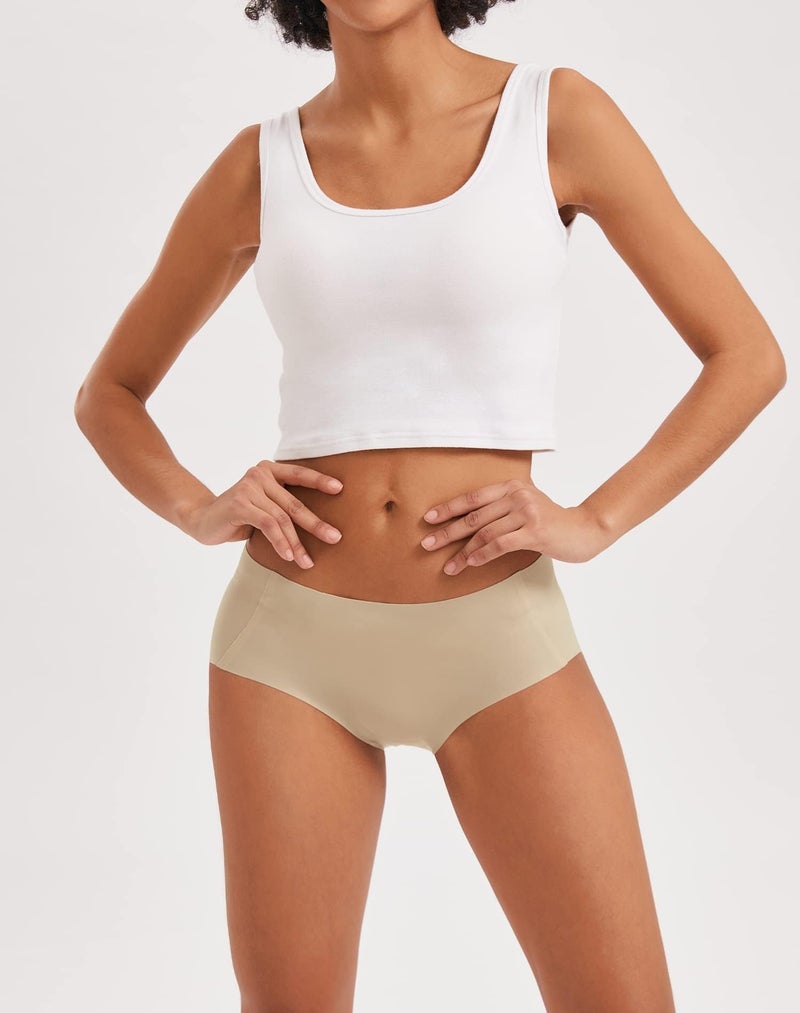 INNERSY Women's Seamless No Show Hipster Panties Invisible Light Underwear 3-Pack(3 Beige,Medium) - Image 2