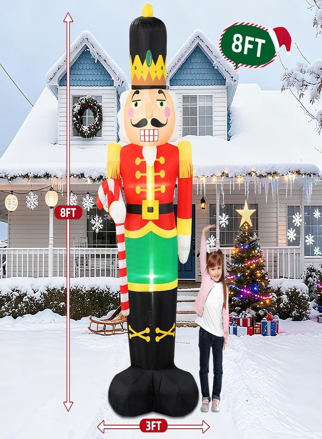B&D 8FT Christmas Inflatables Nutcracker Soldier Outdoor Decorations, Christmas Blow Up Nutcracker Decorations with Candy Cane Built-in LEDs Inflatable Xmas for Holiday Party Outdoor Lawn Garden Decor - Image 3