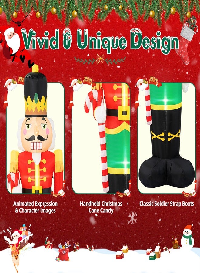 B&D 8FT Christmas Inflatables Nutcracker Soldier Outdoor Decorations, Christmas Blow Up Nutcracker Decorations with Candy Cane Built-in LEDs Inflatable Xmas for Holiday Party Outdoor Lawn Garden Decor - Image 4