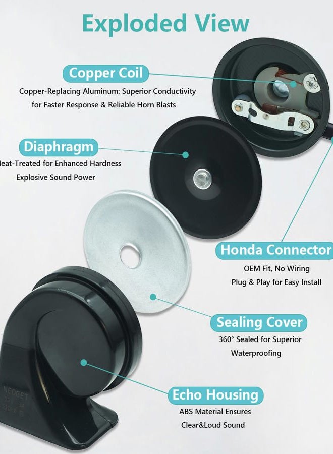 NEOGET Car Horn Kit for Honda Acura, 12V Loud Waterproof Auto Horn,High Low Dual Tone 126 Decibel, Replacement for Honda - Image 5