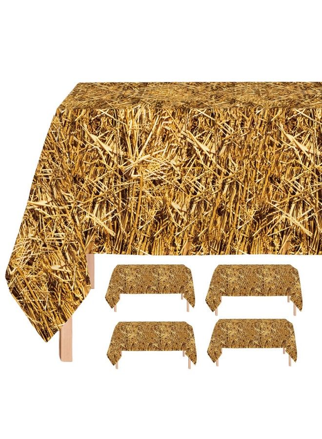 Oojami غطاء طاولة من القش 4 عبوات بحجم كبير 54" × 108" لموضوع عيد ميلاد غربي مثالي لحفلة موضوع رعاة البقر، لواء هاواي، الكرنفالات، موضوع المزرعة، أعياد الميلاد، حقل اليقطين، كتل القش - Image 1