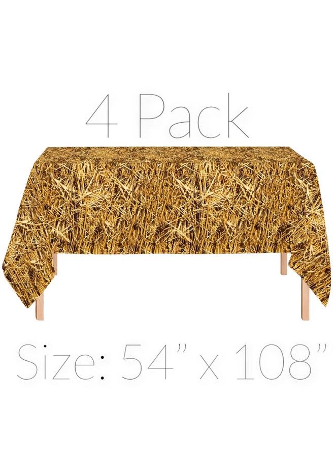 Oojami غطاء طاولة من القش 4 عبوات بحجم كبير 54" × 108" لموضوع عيد ميلاد غربي مثالي لحفلة موضوع رعاة البقر، لواء هاواي، الكرنفالات، موضوع المزرعة، أعياد الميلاد، حقل اليقطين، كتل القش - Image 3