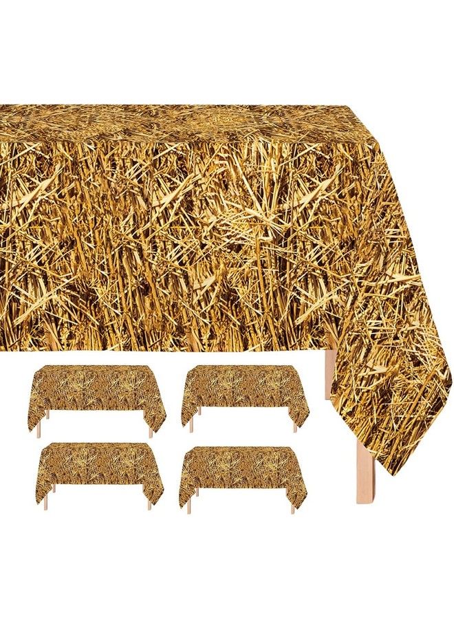 Oojami غطاء طاولة من القش 4 عبوات بحجم كبير 54" × 108" لموضوع عيد ميلاد غربي مثالي لحفلة موضوع رعاة البقر، لواء هاواي، الكرنفالات، موضوع المزرعة، أعياد الميلاد، حقل اليقطين، كتل القش - Image 4