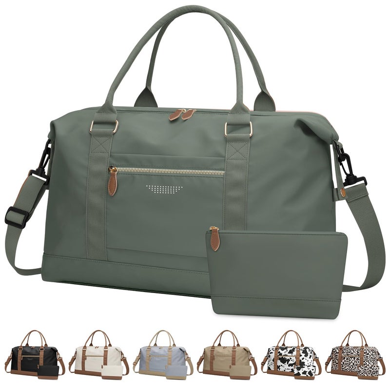 ELONGRIVER Travel Duffle Bag for Women, Weekender Bags, Hospital Bag for Labor Delivery, Lightweight Tote Duffel Overnight Bag with Luggage Sleeve,Airplane Travel Bags (Army Green, Large) - Image 1